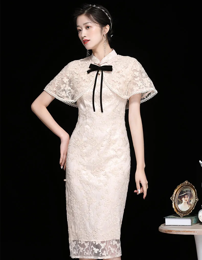 Champagne Lace Qipao Cheongsam