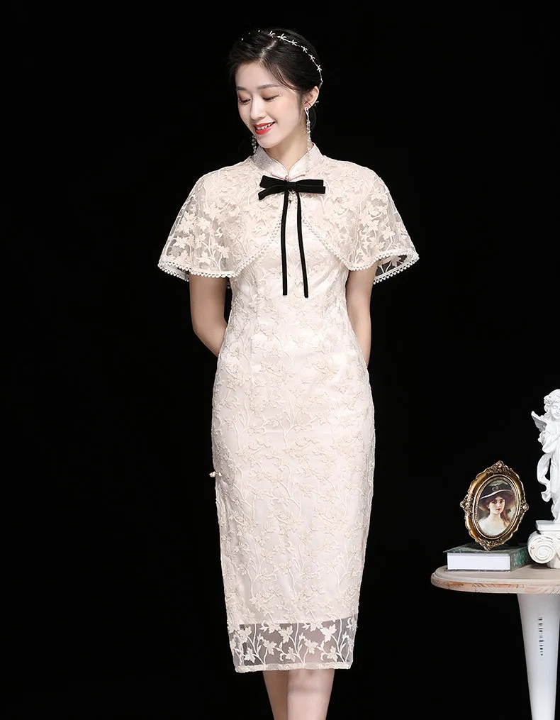 Champagne Lace Qipao Cheongsam