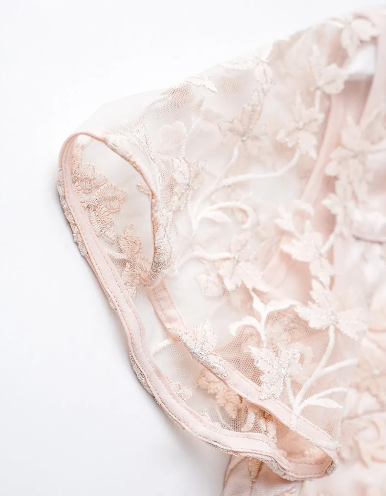 Champagne Lace Qipao Cheongsam