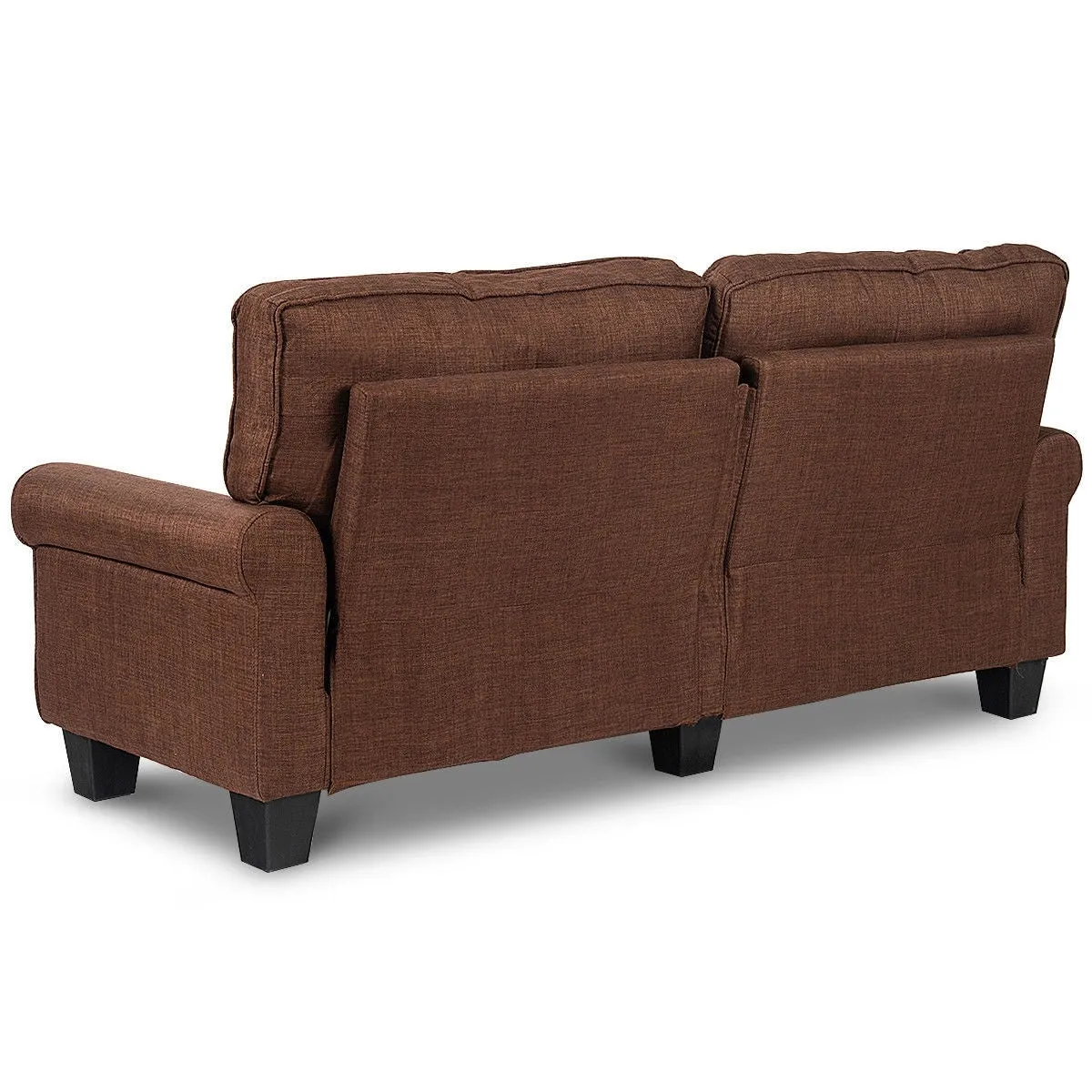 Classic Brown Fabric Loveseat Sofa with Armrests