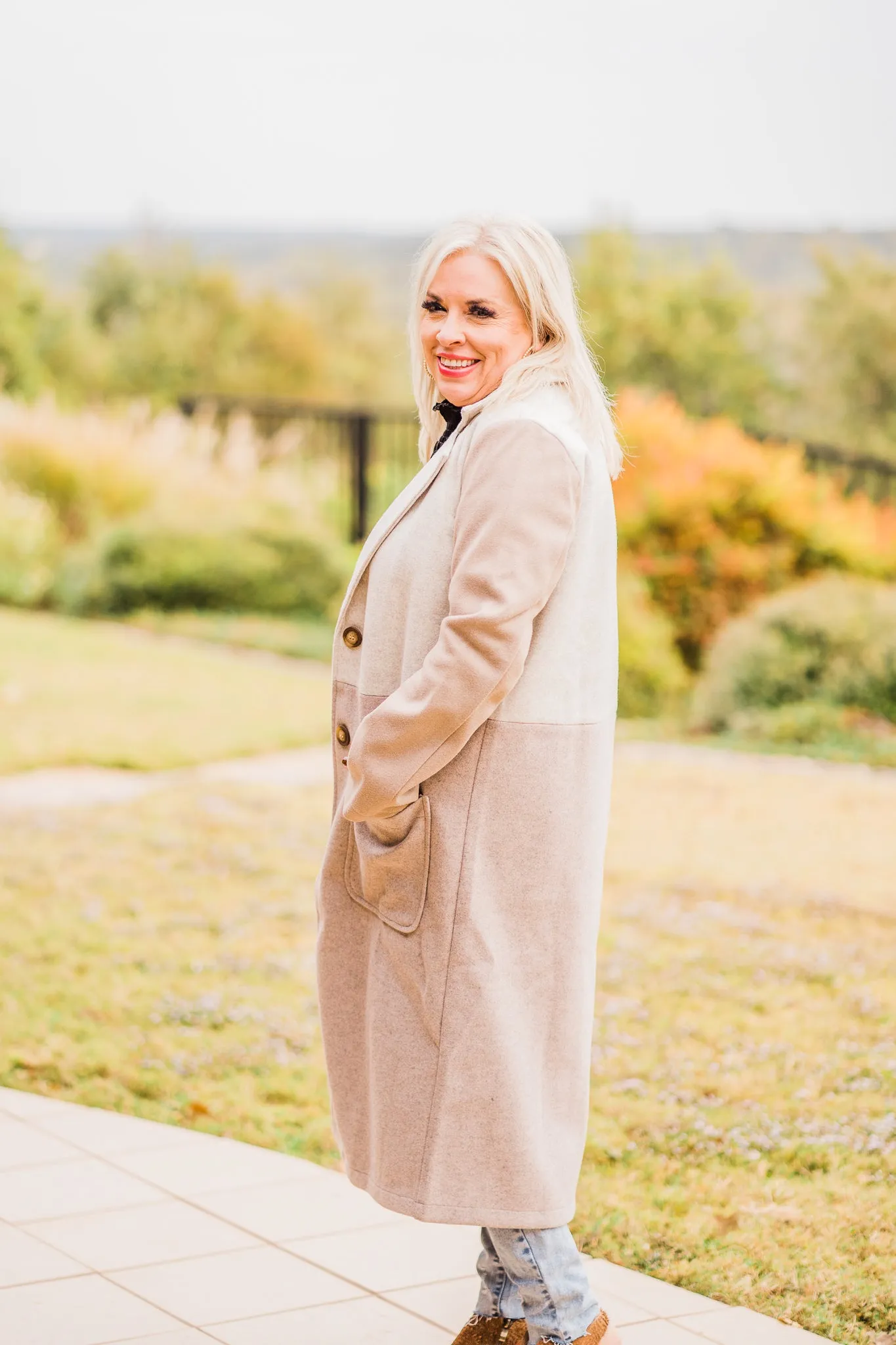 Color Block Long Coat