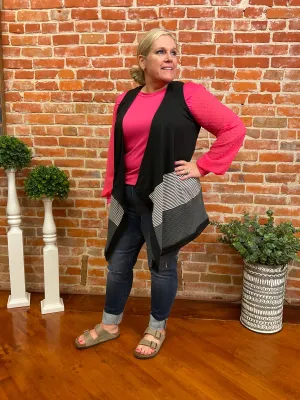 Color Block Sleeveless Cardigan