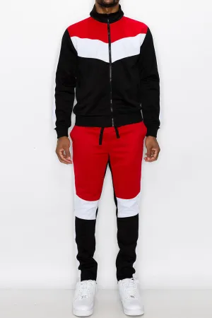 Color Block Track Suit - Red