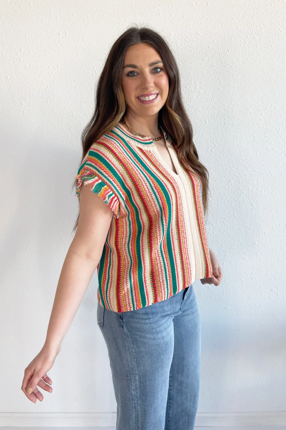 Color Block V-Neck Sweater