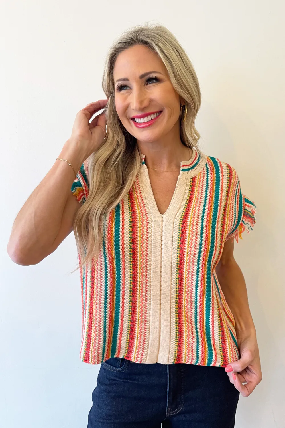 Color Block V-Neck Sweater