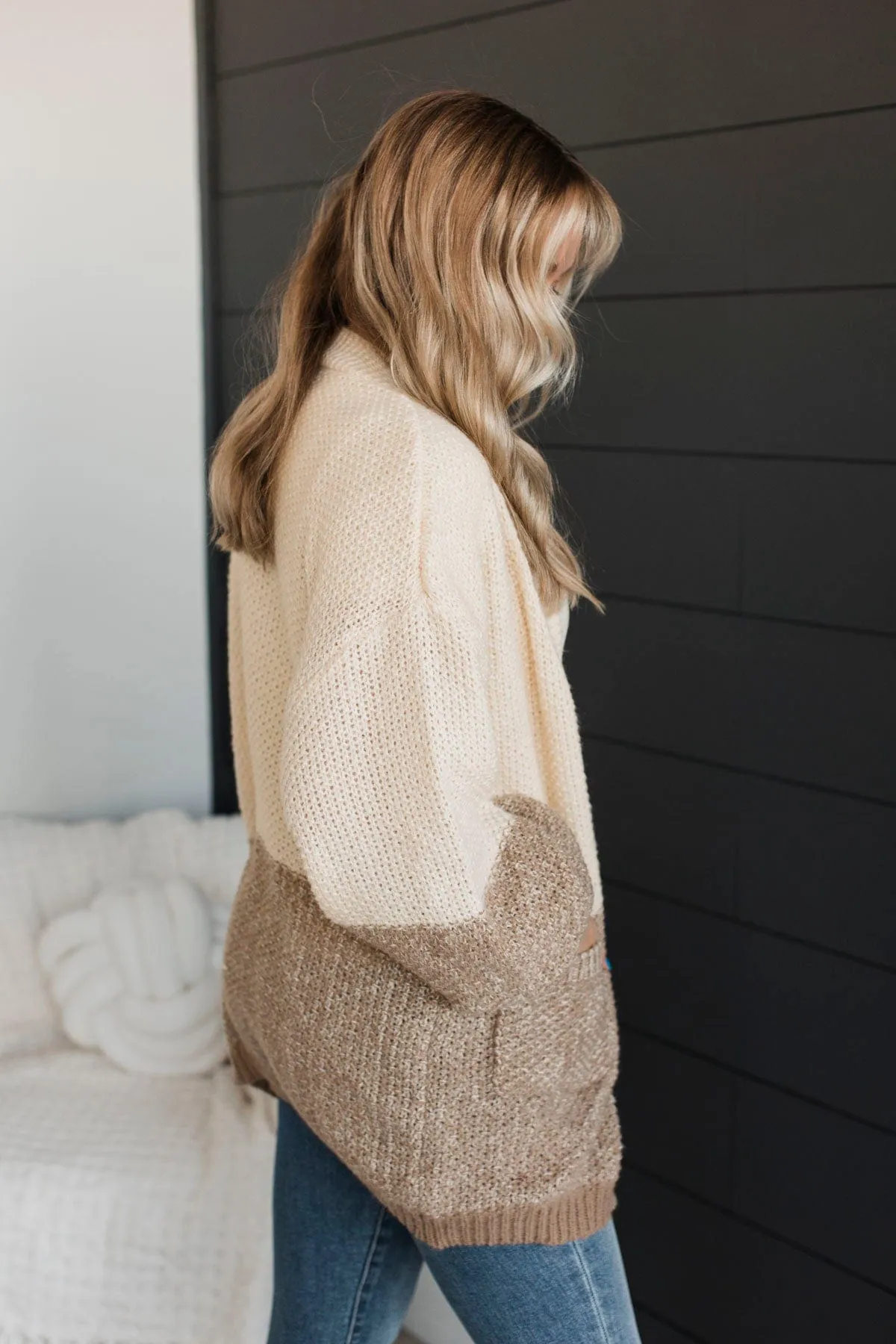 Cozier Days Color Block Cardigan- Ivory