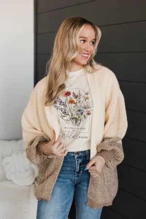 Cozier Days Color Block Cardigan- Ivory