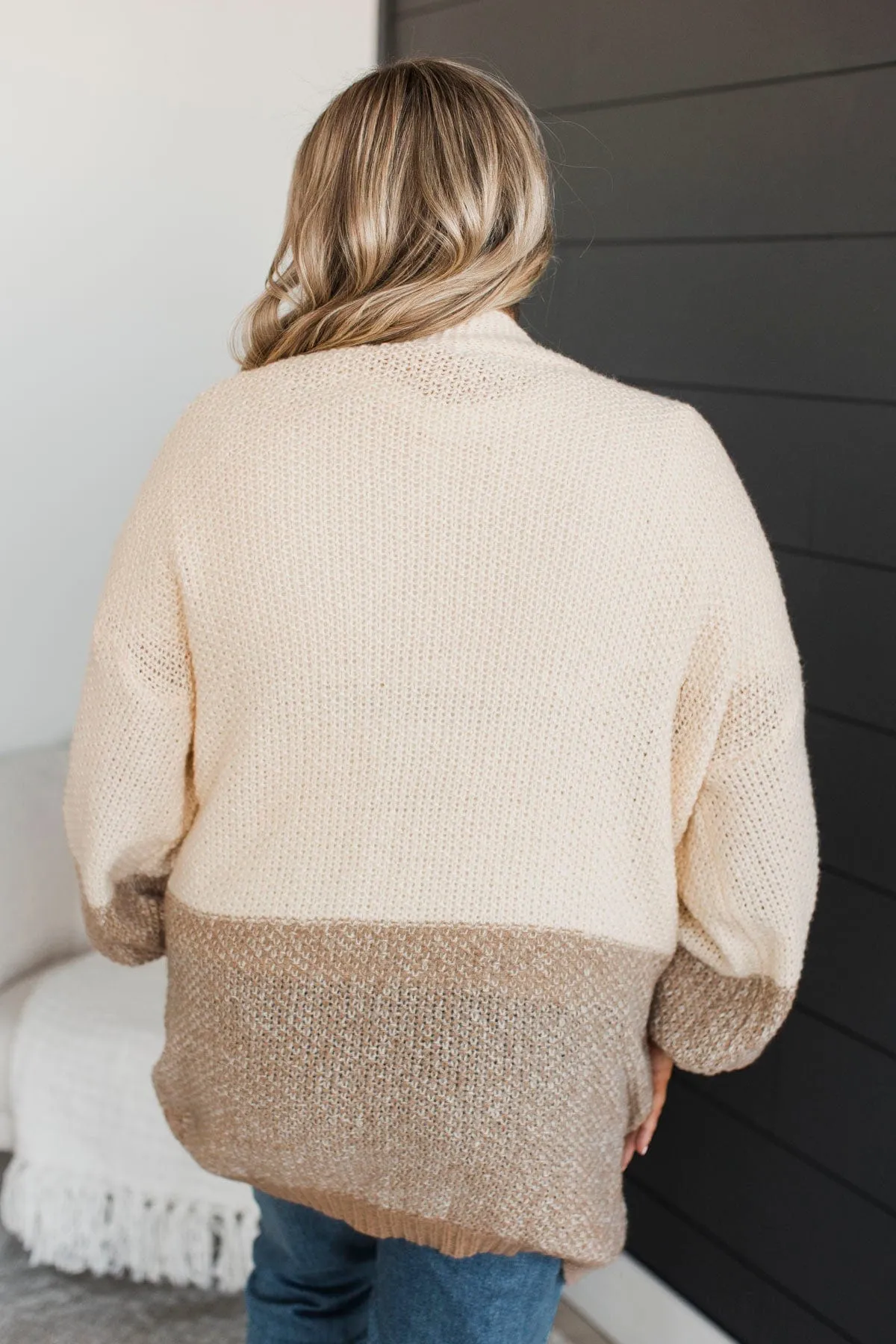 Cozier Days Color Block Cardigan- Ivory