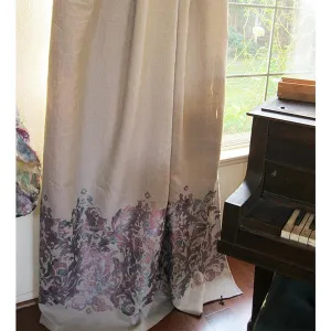 Cream Border Curtains - Color Block Curtains - Set of 2