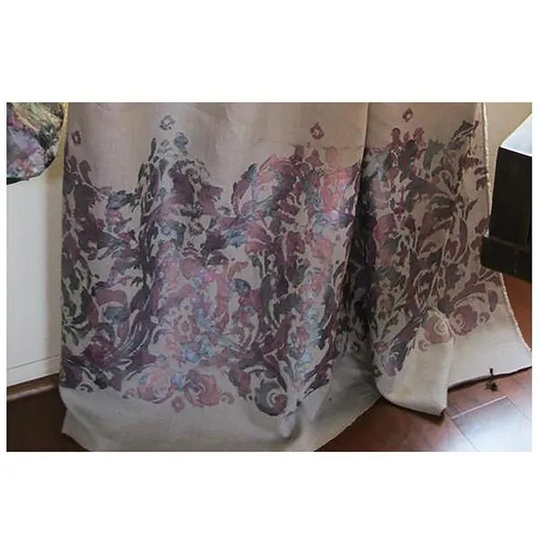 Cream Border Curtains - Color Block Curtains - Set of 2
