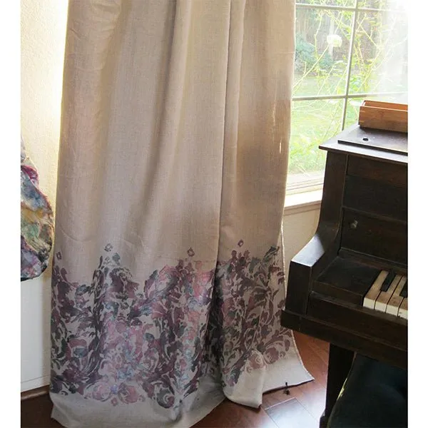 Cream Border Curtains - Color Block Curtains - Set of 2