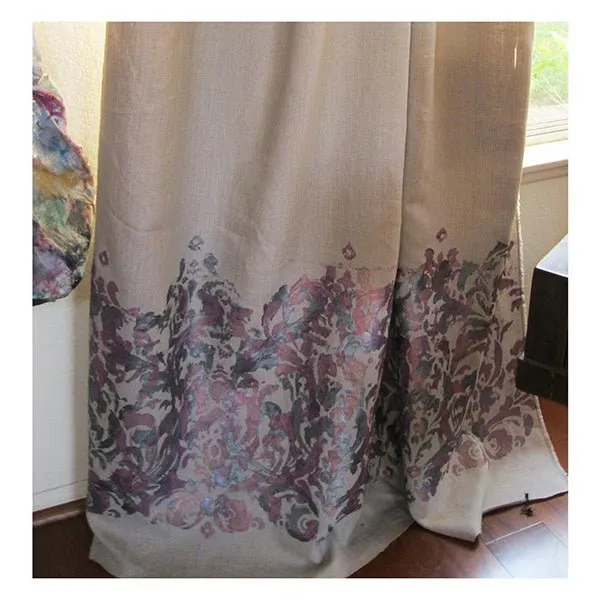 Cream Border Curtains - Color Block Curtains - Set of 2