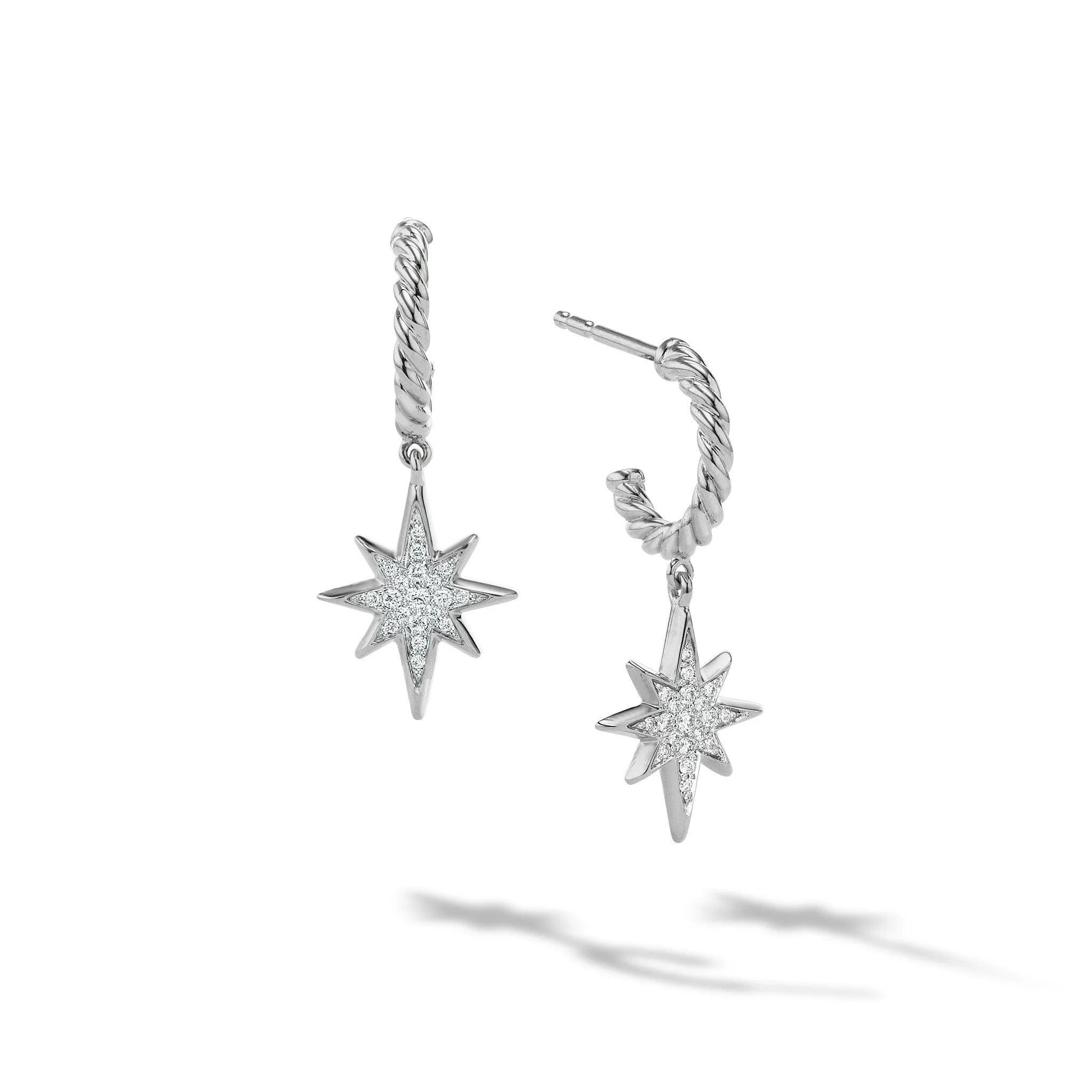 David Yurman Cable Collectibles Removable NorthStar Closed Hoop Earrings with Diamonds