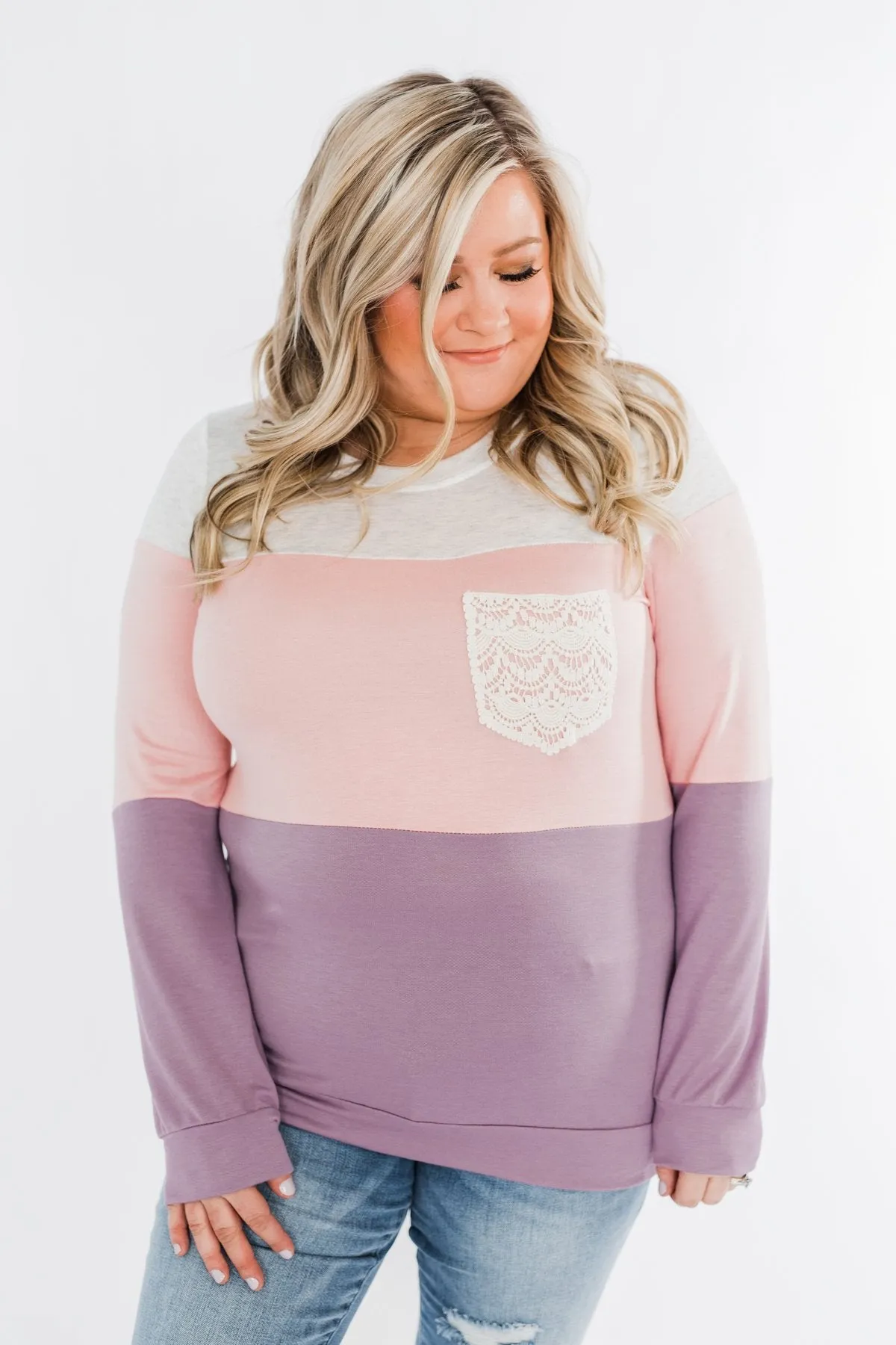 Day Dreamer Color Block Top- Blush & Purple