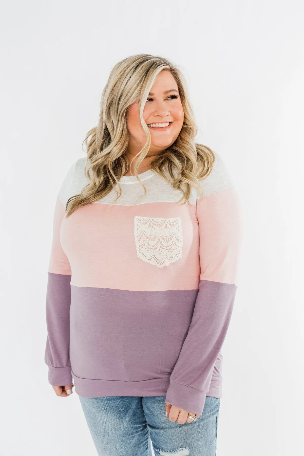Day Dreamer Color Block Top- Blush & Purple