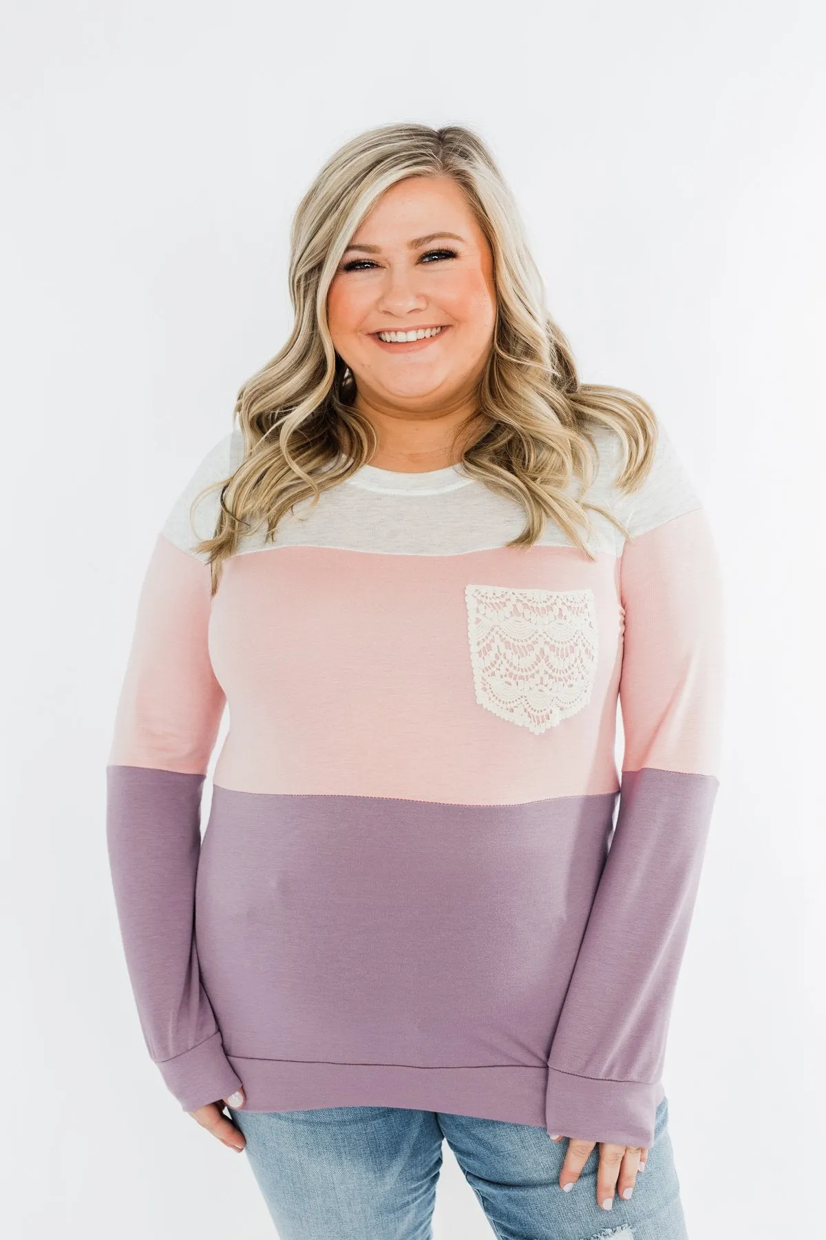 Day Dreamer Color Block Top- Blush & Purple