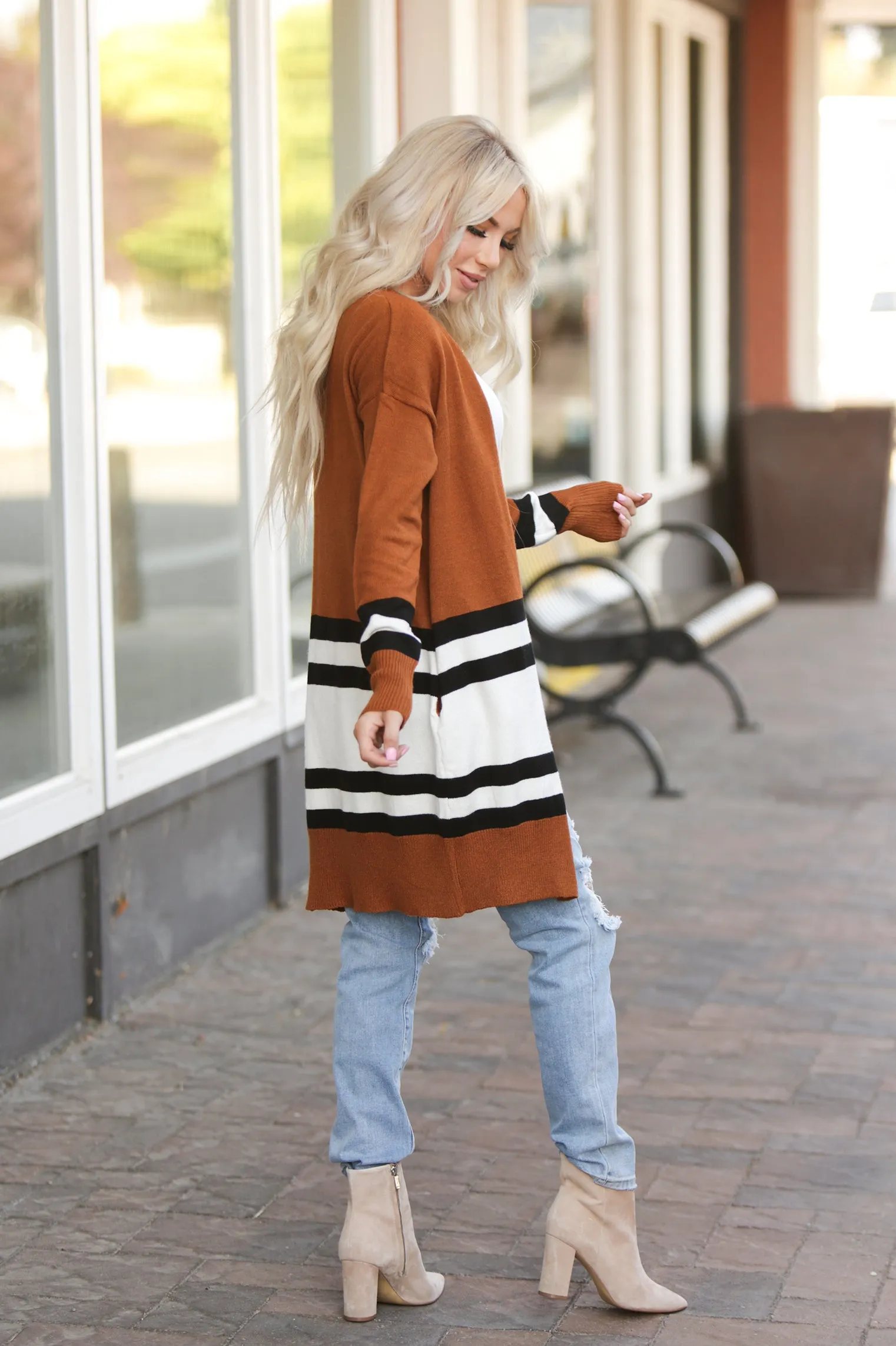 Ellie Long Color Block Cardigan
