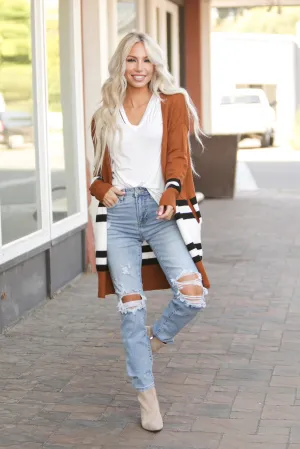 Ellie Long Color Block Cardigan
