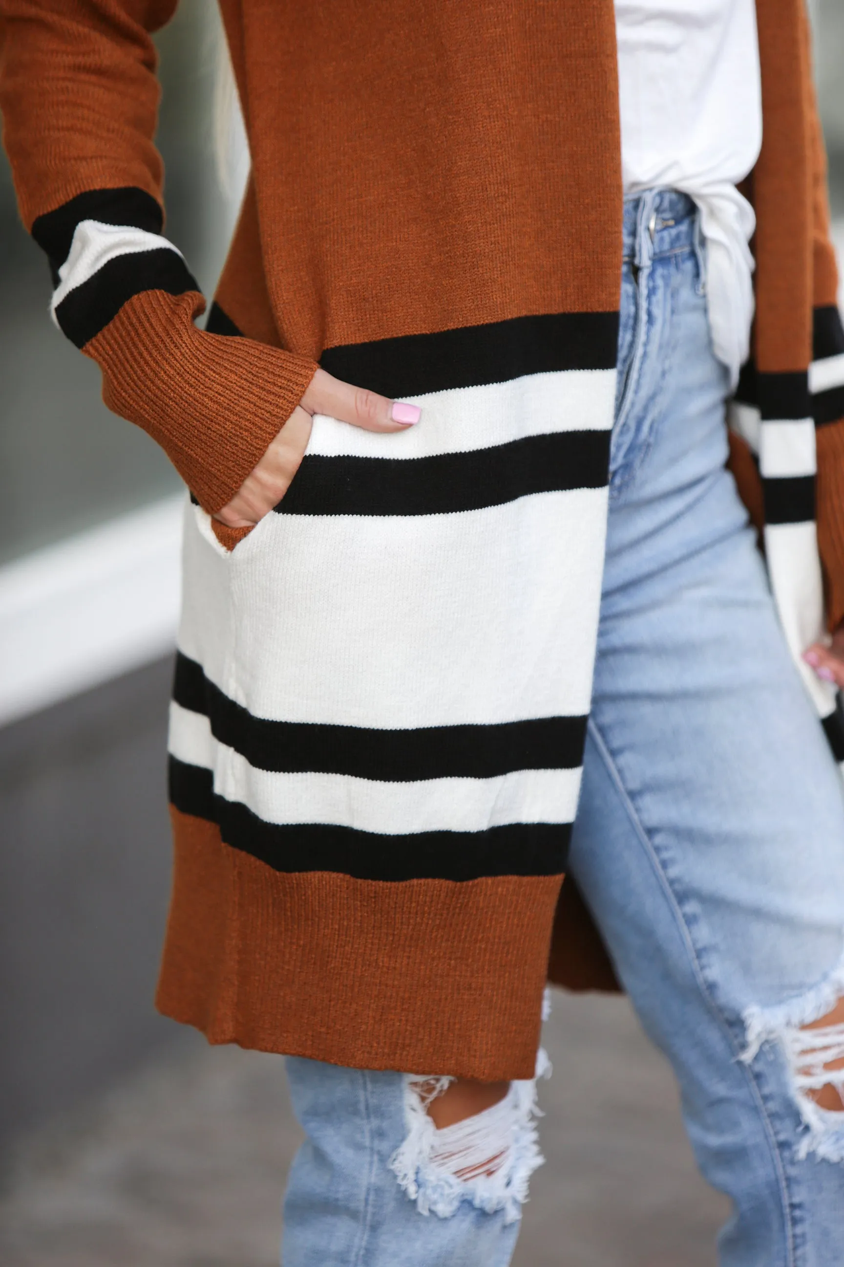 Ellie Long Color Block Cardigan
