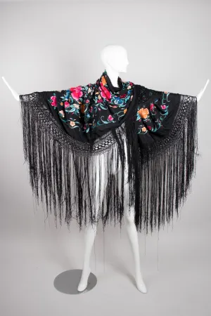 Embroidered Floral Piano Shawl