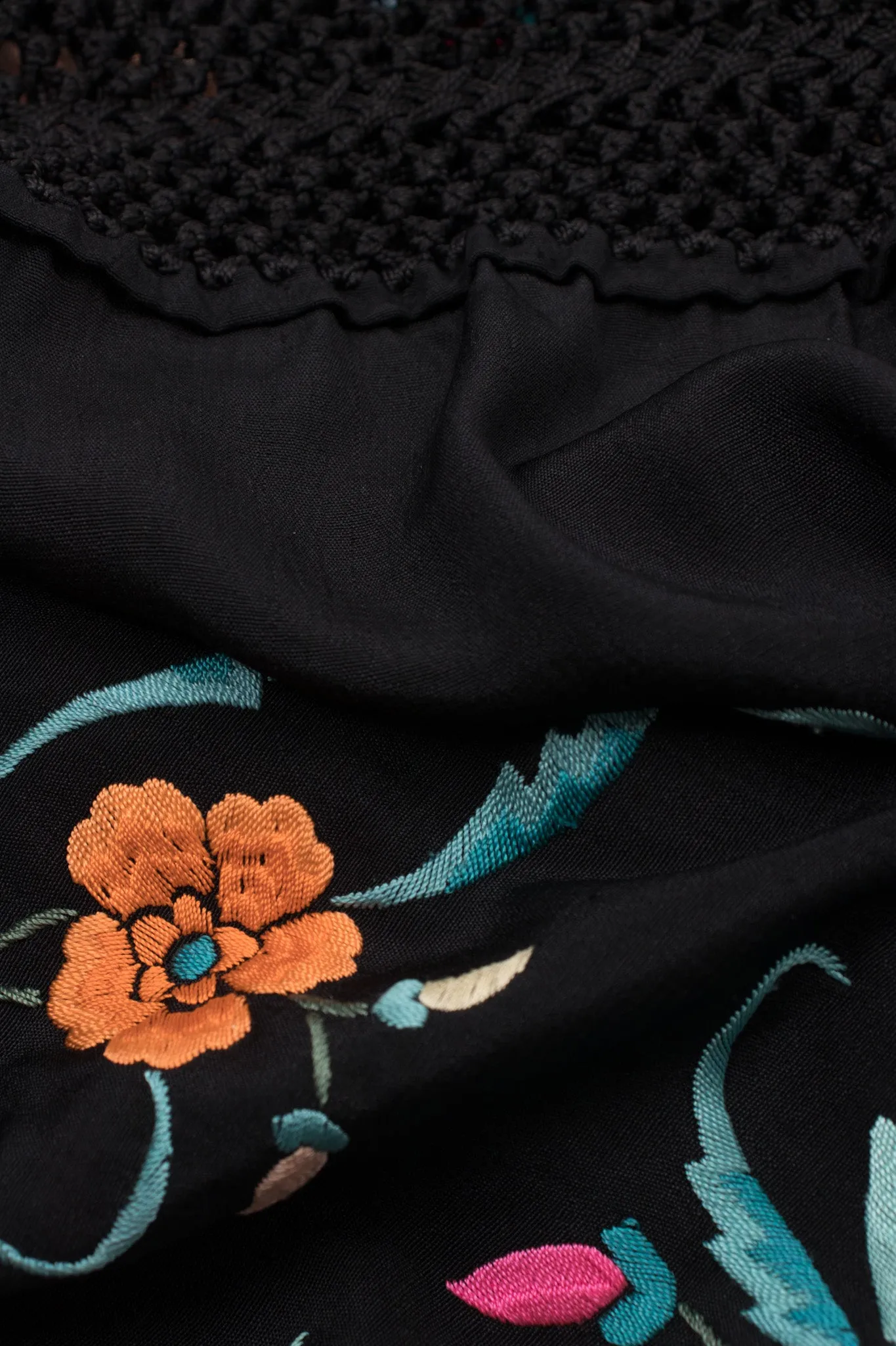 Embroidered Floral Piano Shawl