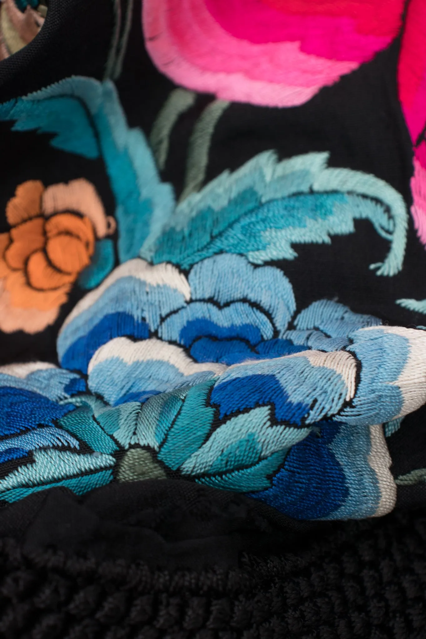 Embroidered Floral Piano Shawl
