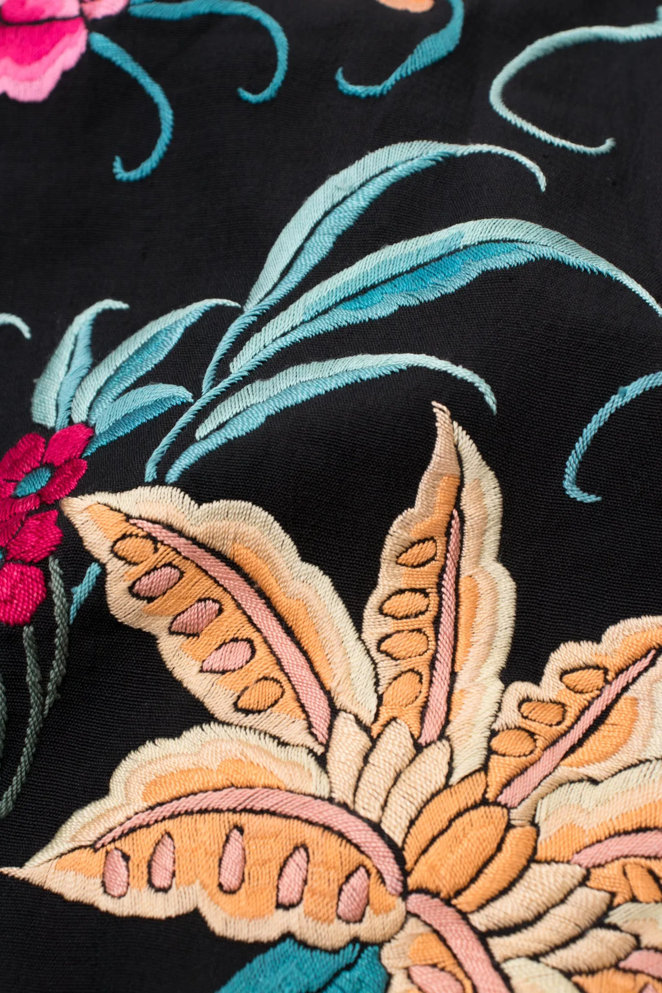 Embroidered Floral Piano Shawl