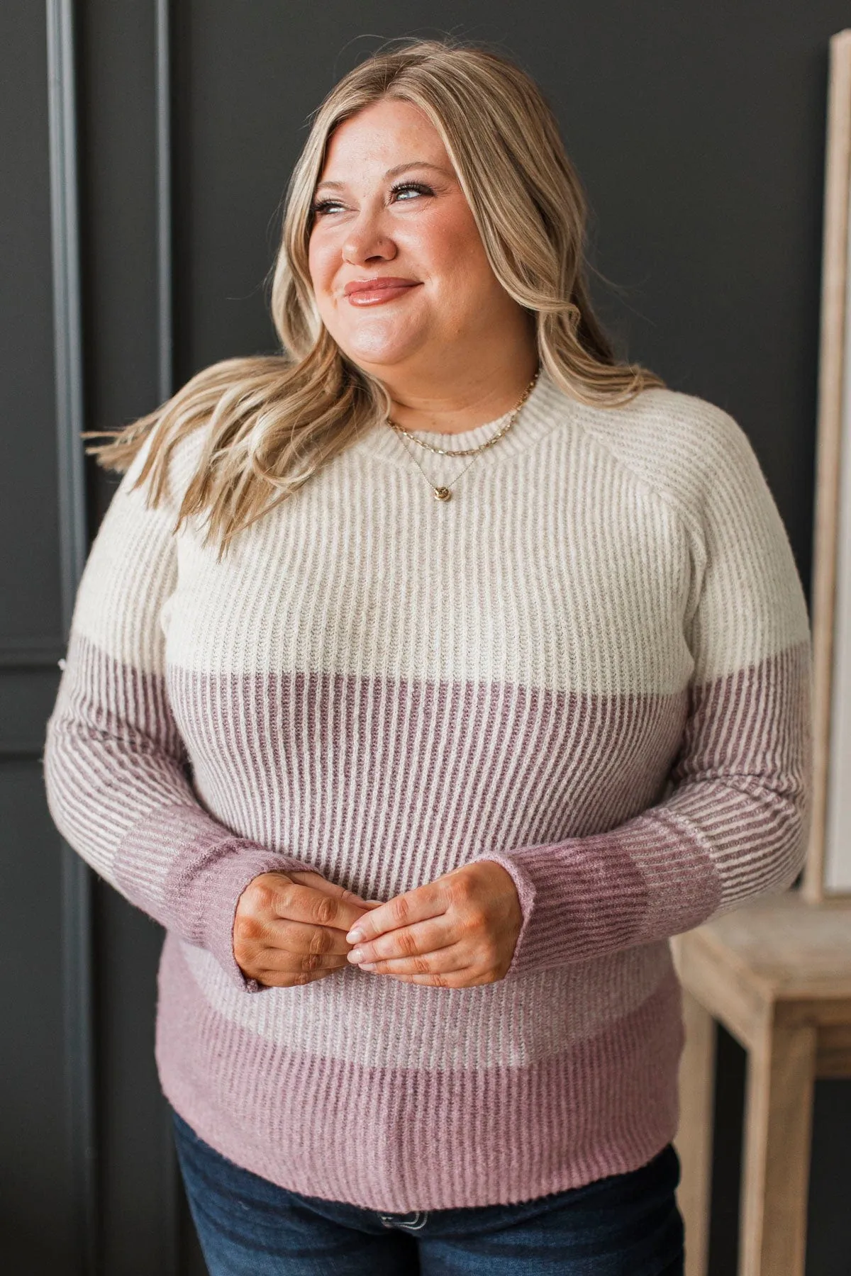 Falling Forever Color Block Sweater- Mauve