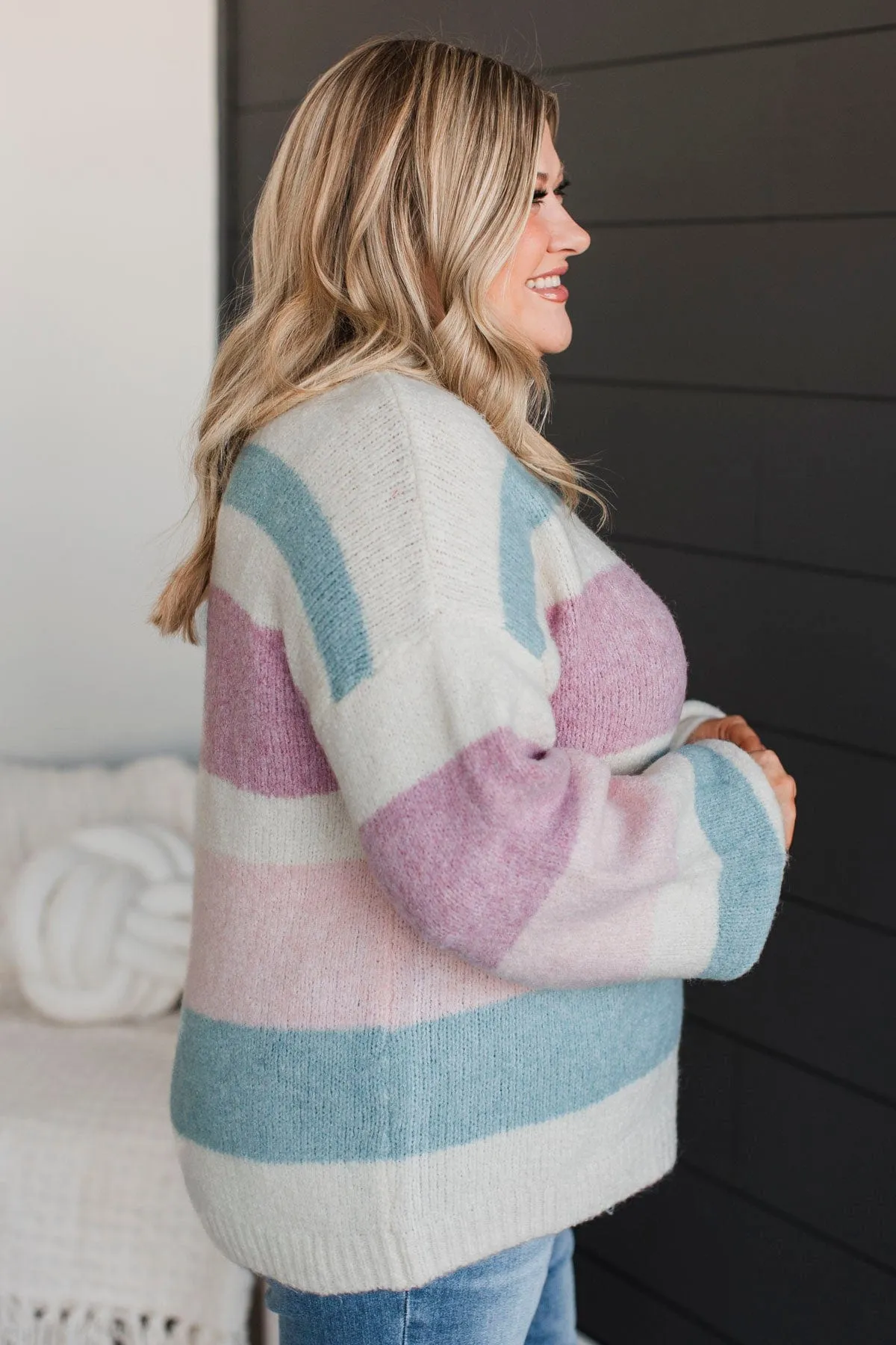 Feeling Cuddly Color Block Sweater- Ivory