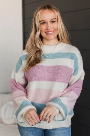 Feeling Cuddly Color Block Sweater- Ivory