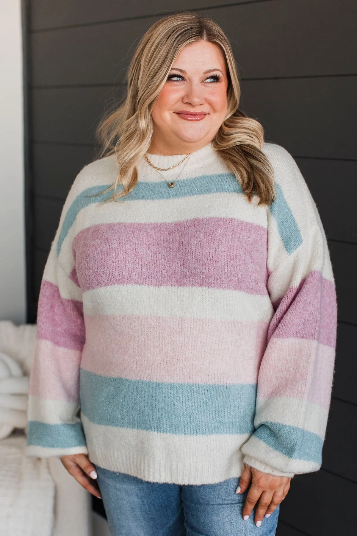Feeling Cuddly Color Block Sweater- Ivory
