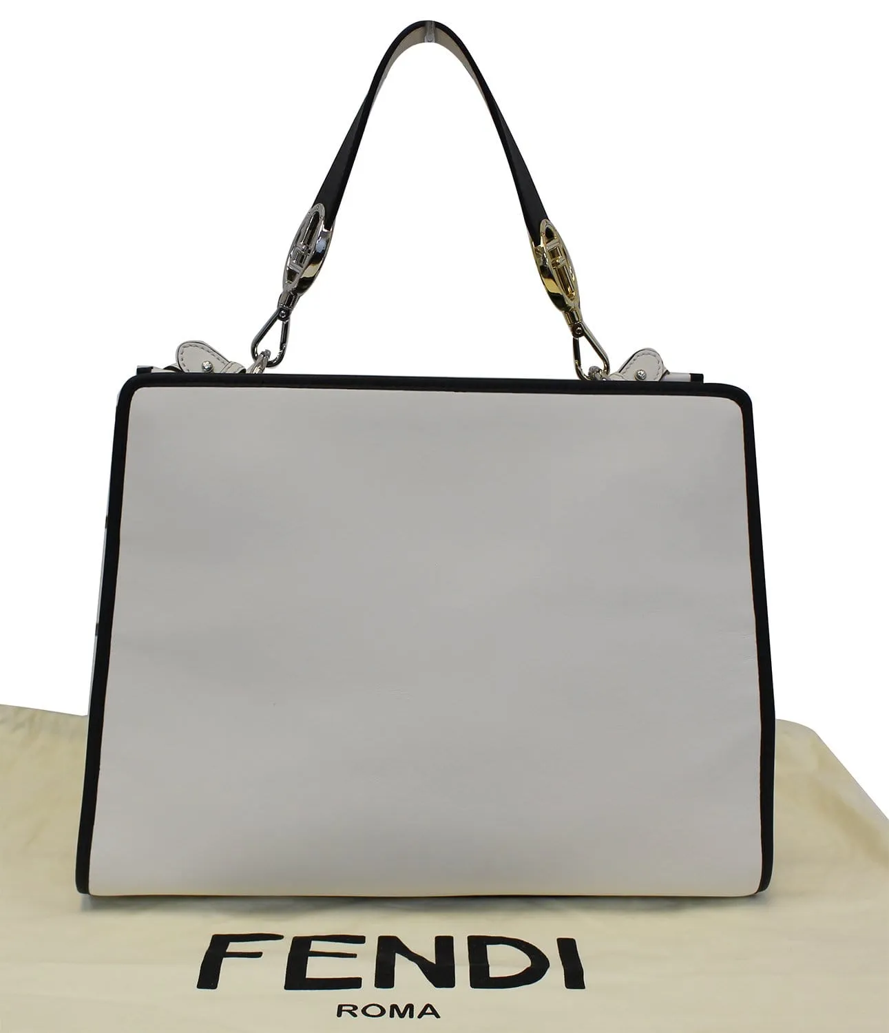 FENDI White Leather Runway Tote Bag - Sale