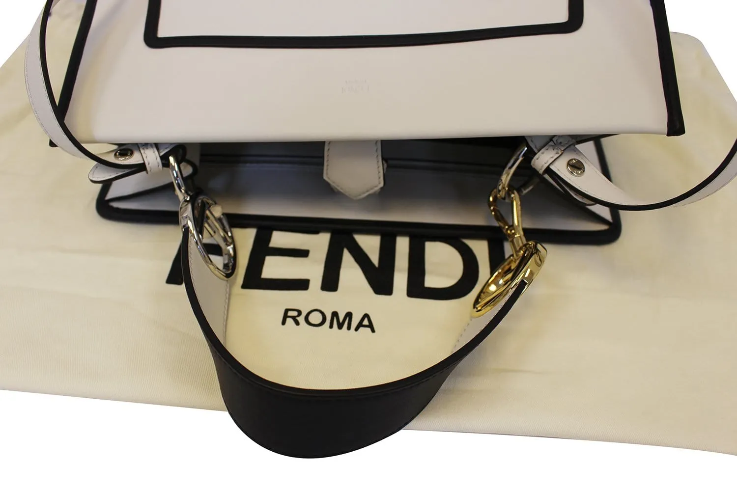 FENDI White Leather Runway Tote Bag - Sale