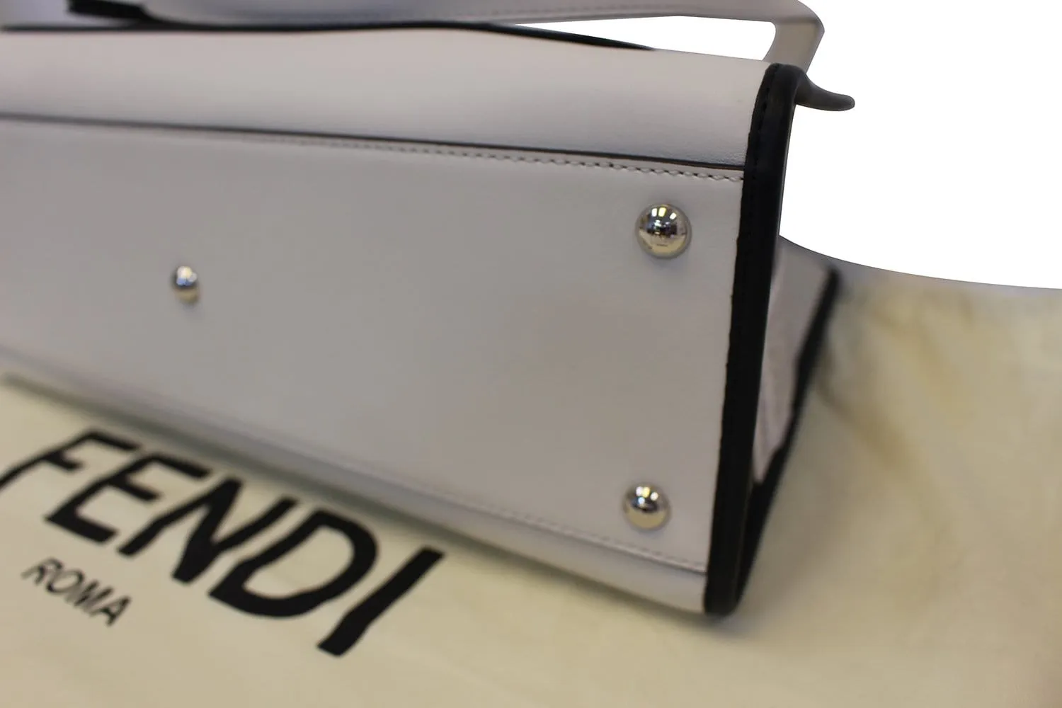 FENDI White Leather Runway Tote Bag - Sale