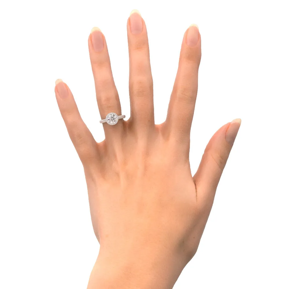 Firelight 3-row band Natural Round Cut Diamond Engagement Ring