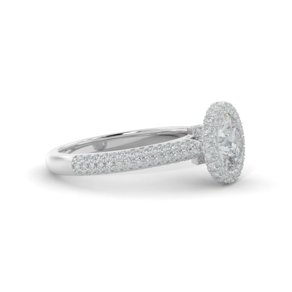 Firelight 3-row band Natural Round Cut Diamond Engagement Ring