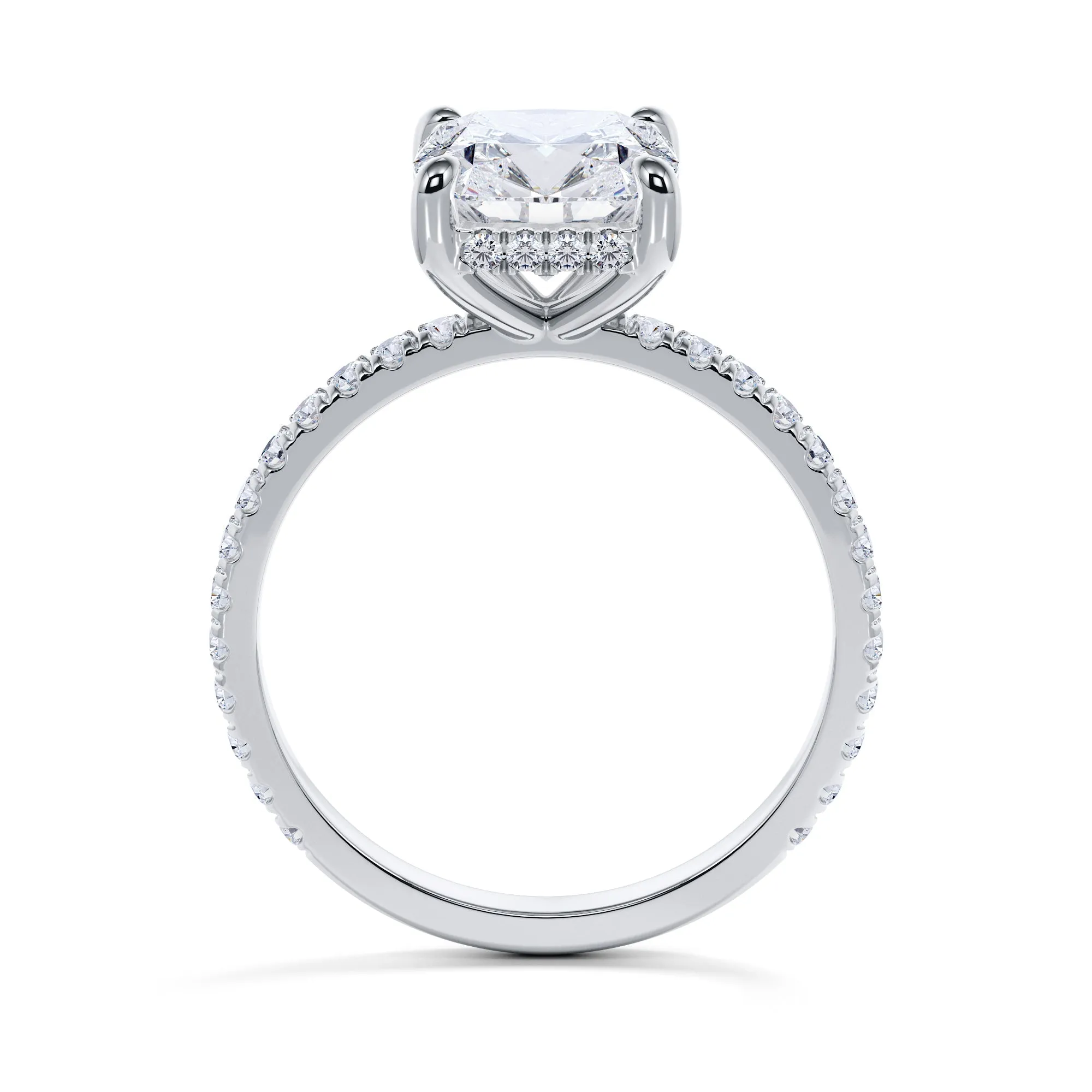 Firework Accent Diamonds Natural Cushion Cut Diamond Engagement Ring