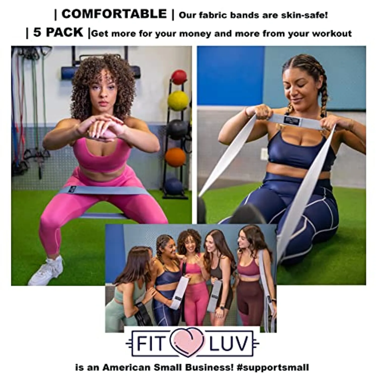 FITLUV Fabric Booty Bands for Thigh, Hip, Butt and Leg Workouts. Set of 5 Non Slip Cloth Exercise Resistance Bands. Best Home Gym Workout for Glutes. Portable Fitness Travel Accessories and Equipment.