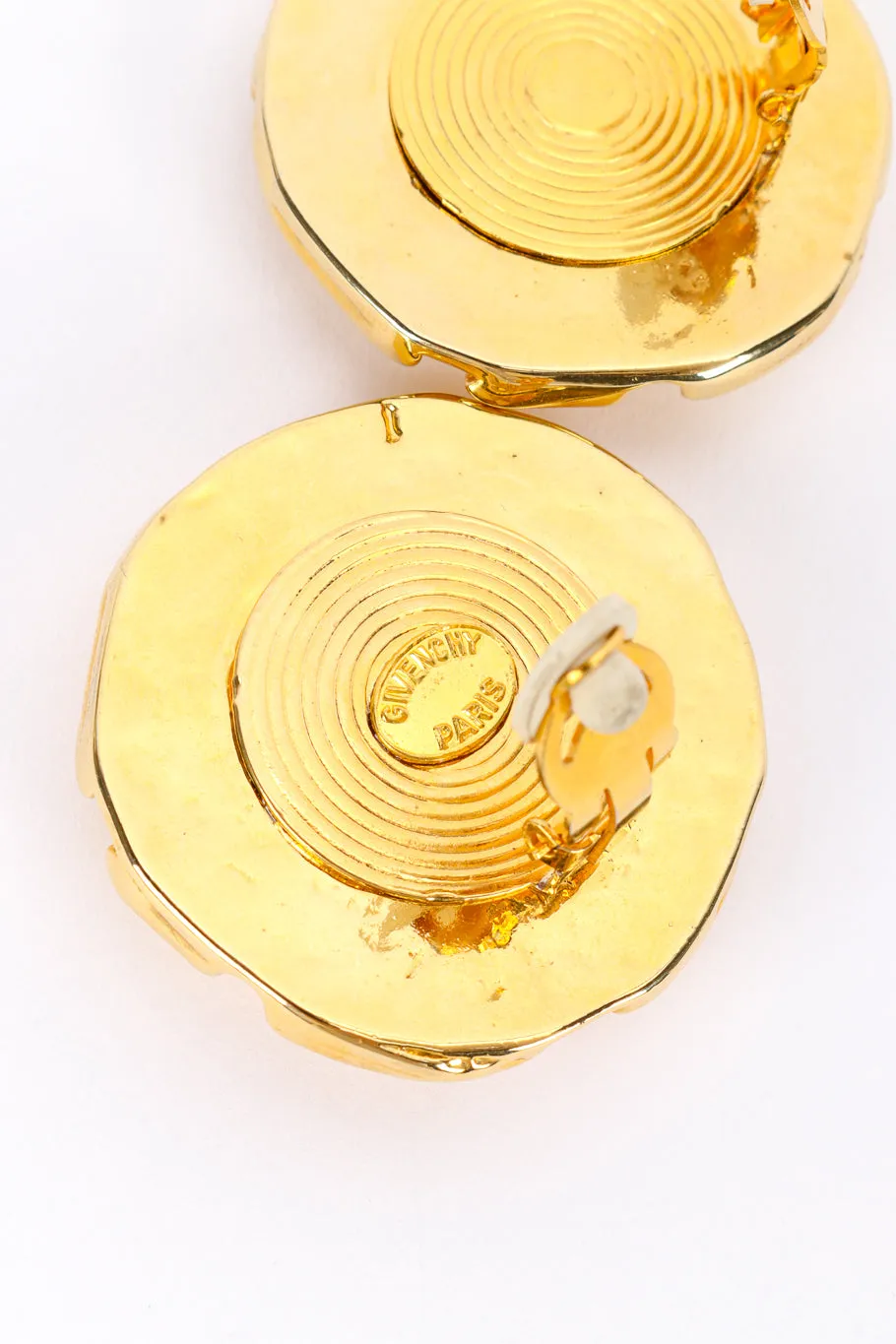 Geometric Carved Disc Earrings