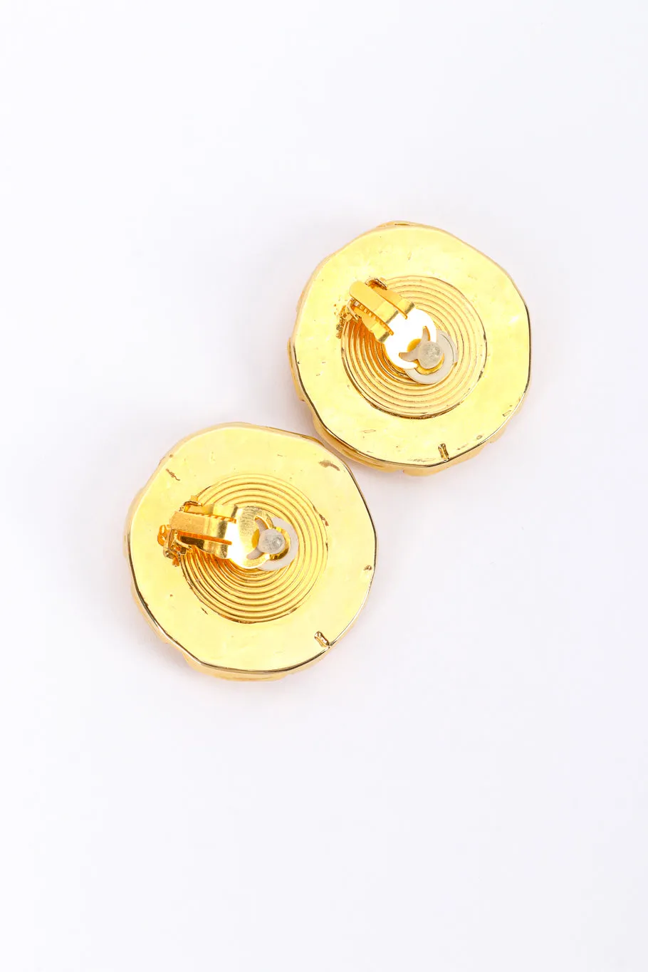 Geometric Carved Disc Earrings