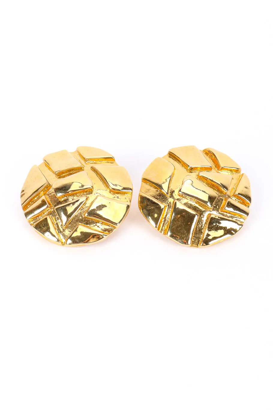 Geometric Carved Disc Earrings