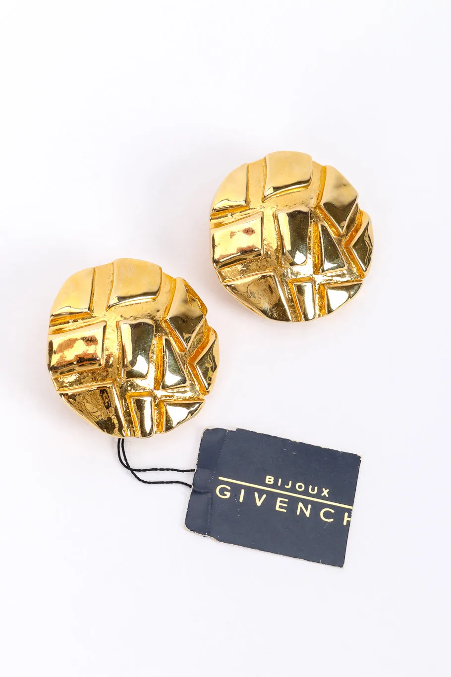 Geometric Carved Disc Earrings
