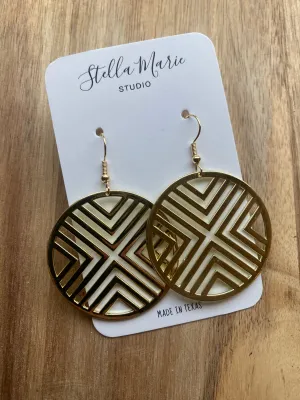 Geometric Line Round Earrings