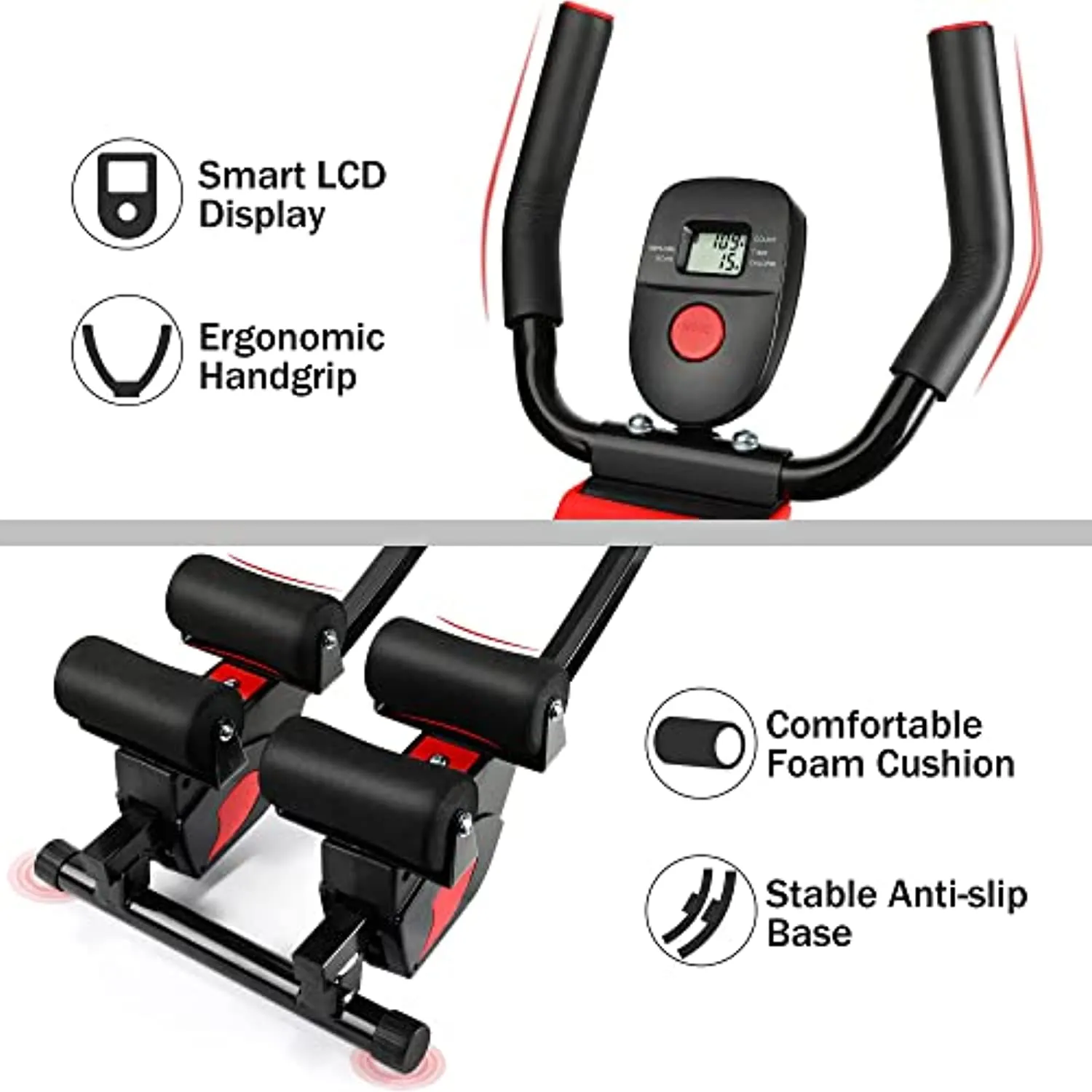 GIKPAL Ab Machine Ab Workout Equipment for Home Gym Foldable Core & Abdominal Trainer Women Exercise Fitness Equipment with LCD Display, 440lbs Weight Capacity