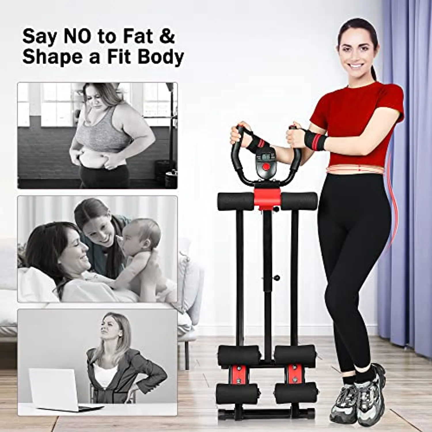GIKPAL Ab Machine Ab Workout Equipment for Home Gym Foldable Core & Abdominal Trainer Women Exercise Fitness Equipment with LCD Display, 440lbs Weight Capacity