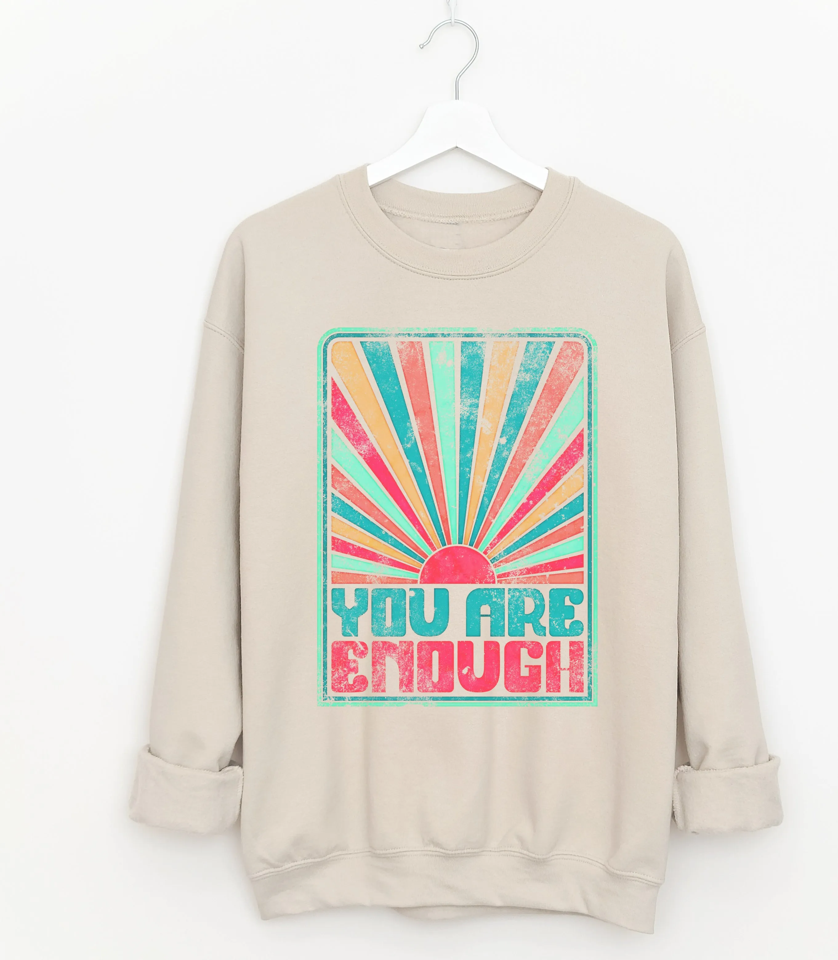 Gildan or Bella Canvas You Are Enough Mental Health Sweatshirt- Mental Health Awareness Sweatshirt/ Retro Tee