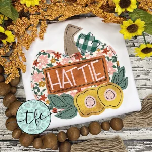 {Girl's Retro Pumpkin} applique tee