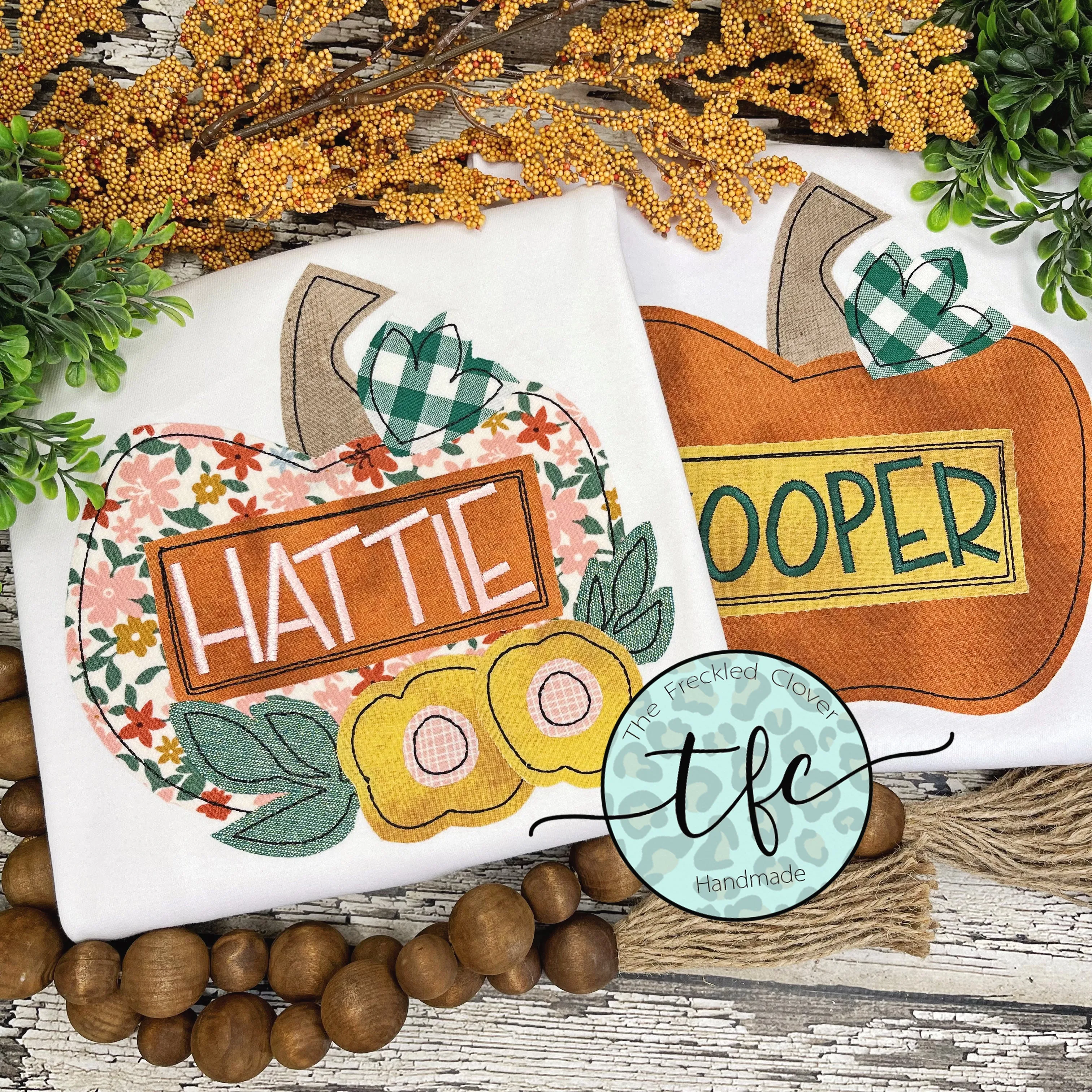 {Girl's Retro Pumpkin} applique tee