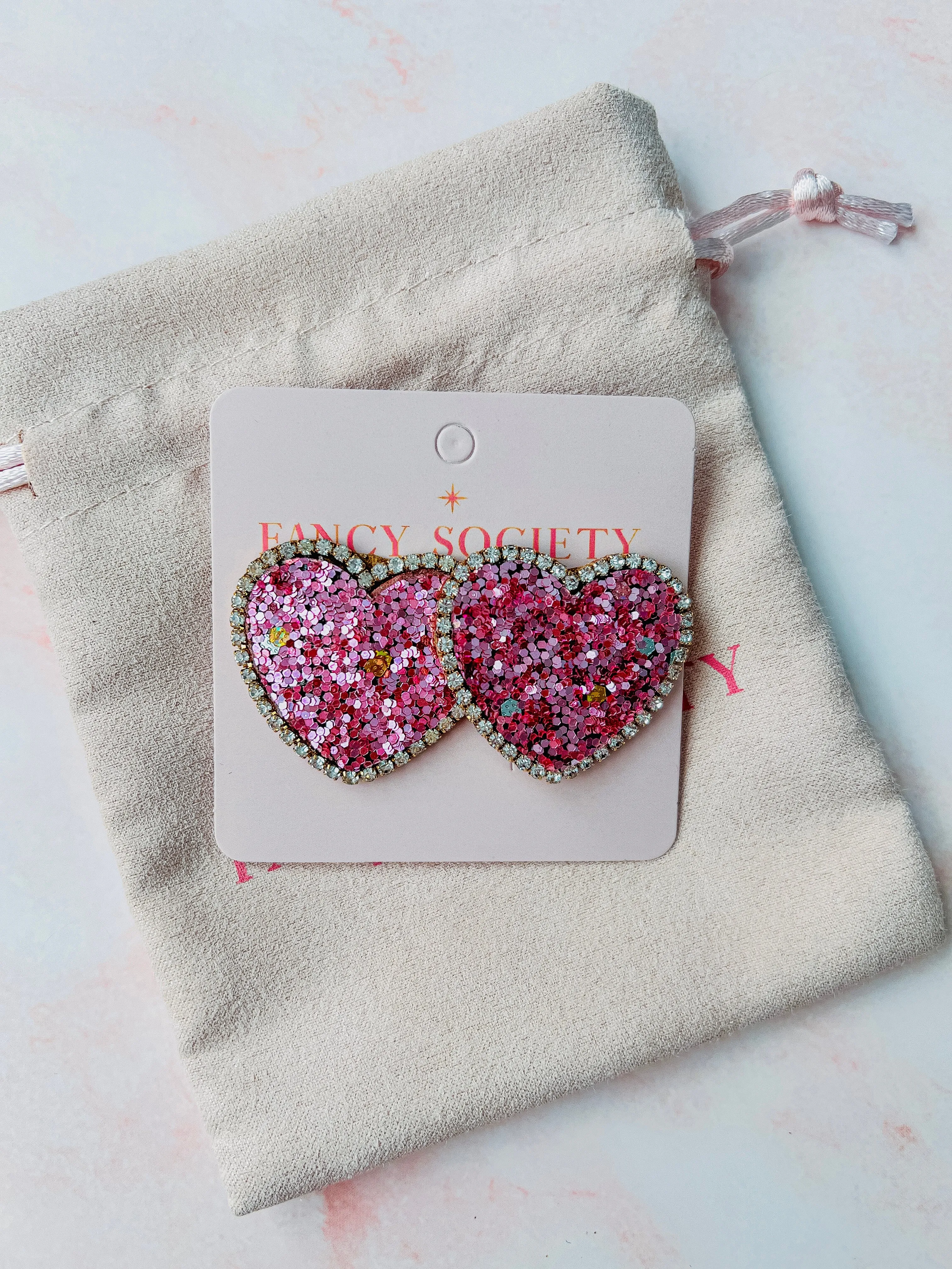 Glitter Heart Earrings