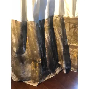 Gold Brown Bordered Curtains -  Color Block Curtains - Set of 2